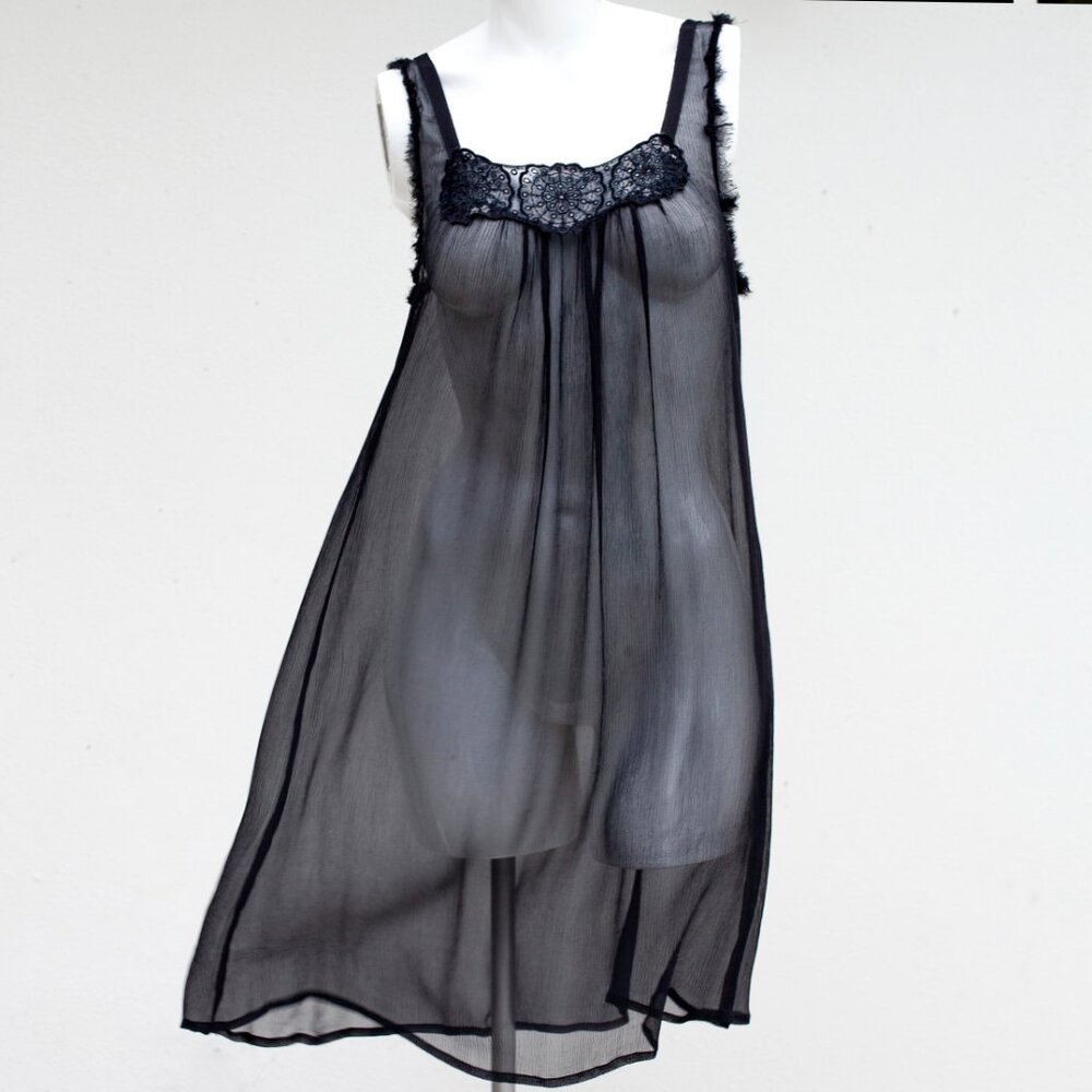 Poleci Sequined Silk Naked Dress Black Size M